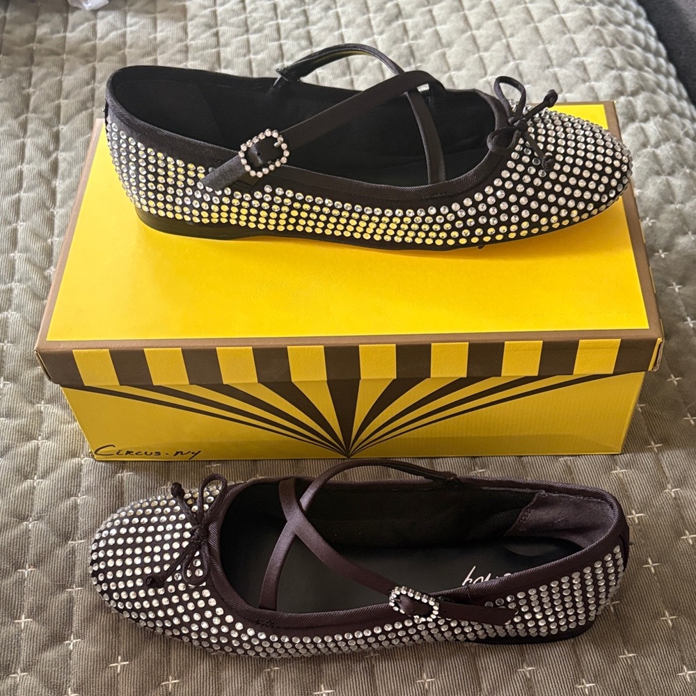 Circus by Sam Edelman Black Crystal Flats Sz 9